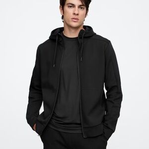 NWOT GapFit Performance Black Hoodie Zip Up Unisex Sweatshirt S